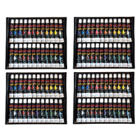 4x Acrylic Paint Sets 24 Colours In Aluminium 12ml Tubes 
