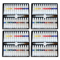 4x Acrylic Paint Sets 3 Brushes & 24 Colours 12ml Tubes Artist Gift Bundle