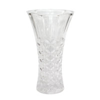 1pce 24cm Diamond Etched Glass Vase In Vintage Style Ornate Design Home Decor Flower