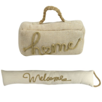 2pce Set of Door Stop & Draft Snake Home Boho Decor Natural Colour "Welcome Home"
