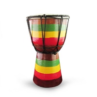 20cm High, Wooden Bongo Drum with Goat Skin with Rusta Flag Painted on Base