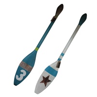 1x 100cm Hand Carved, Wooden Boat Oar in Whitewash and Sky Blue. 2 Designs, Beach Themed
