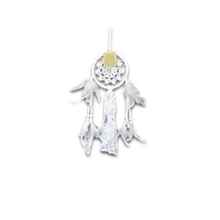 12cm Dream Catcher with Handmade Crochet Star Motif with Lace and Feather Decoration