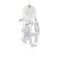 22cm Dream Catcher with Handmade Crochet Star Motif with Lace and Feather Decoration