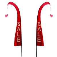 2 x 2M Red Bali Flag With Sale in White, Printed on Both Sides, Great for Shops