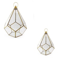 Pentagram Tear Drop Hand Made Hanging Terrarium Made with a Brass Frame and Glass Walls