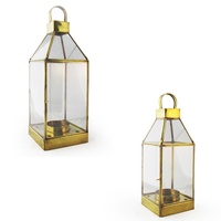 Square Hand Made Hanging Candle Holder, Made with a Brass Frame and Glass Walls