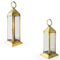 Moroccan Style, Square Hand Made Hanging Candle Holder, Made with a Brass frame and Glass Walls