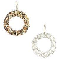 Round Circle Handmade Hanging Wreath in Two Designs, Beach Theme or Weddings