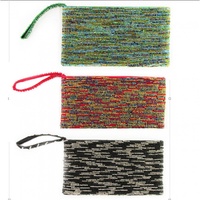 30cm Hand Made Glass Beaded Purse / Clutch Bag, in Two Tone Design with Metallic Finish