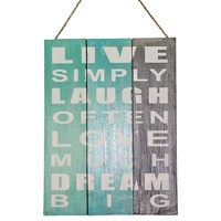 40cm x 30cm "Live, Laugh, Love" Inspirational Life Quote on Wooden Hanging Sign
