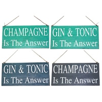 40cm x 20cm Alcoholic Funny Quote, Quirky Wooden Hanging Sign, Hand Painted