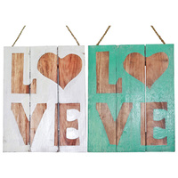 30cm "Love" Wooden Hanging Sign, Shabby Chic, Beach House Style with Heart