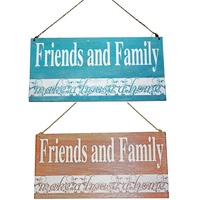 40cm x 20cm "Friends and Family" Wooden Hanging Sign Shabby Chic