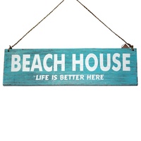40cm x 12cm "BEACH HOUSE Life" Wooden Hanging Sign, Shabby Chic