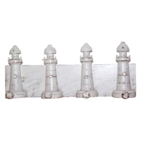 40cm Wooden Hanger Key Rack with Light Houses in Hand Painted White