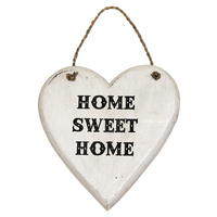 20cm Love Heart Wooden Hanging Home Inspirational Sign, Beach House, Shabby Chic