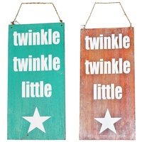 40cm x 20cm "Twinkle Twinkle Little (Star)" Quote on Wooden Hanging Sign, Lullaby, Kids