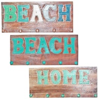 1pce 45cm Wooden Hanger Key Rack, Beach/Home Style, Hand Made & Painted