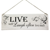 40cm x 15cm "Live, Laugh Often" Inspirational Quote On Wooden Sign, Vintage Style