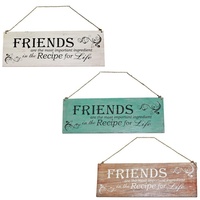 40cm x 15cm "Friends Most Important Ingredient" Inspirational Quote On Wooden Sign, Vintage Style