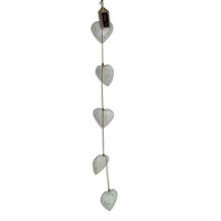 80cm Hanging Nest of 5 White Wash Hearts Beach Theme