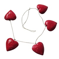 80cm Hanging Nest of 5 Red Wash  Hearts Beach Theme Valentine Romantic