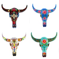 28cm Hand Painted Cow Skull Wall Art, Made of Resin, Sugar Skull