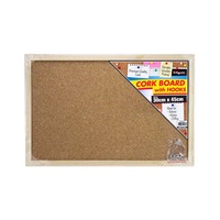 1pce Cork Board w/Hooks - 30x45cm with Wooden Framing Hangable