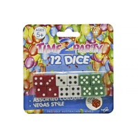 12pce Vegas Dice Set, 3 Colours