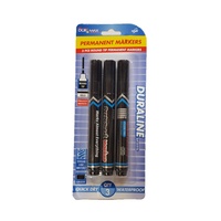 3pce Black Permanent Markers with Round Tip.