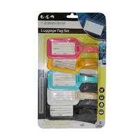 5pce Luggage Tag Set with 5 Assorted Colours, Great for Travelling