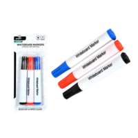 3pce White Board Markers Red, Blue, Black Pens Thick Bold Round Tip