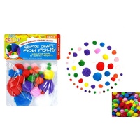 48pce Craft Pom Poms In Assorted Sizes Multi Colour Home School Premium