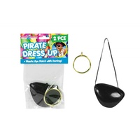 1pce Dress Up Pirate Eye Patch with Gold Clip On Earring Kids Party