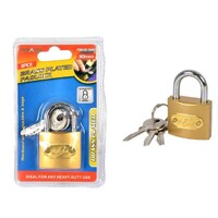 1pce Metal Padlock 30mm Brass Plated 3 Keys Included Heavy Duty Swivel Head