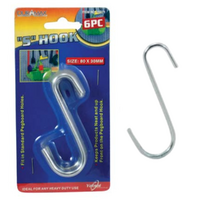 6pce Medium S Hooks 85x45mm Durable Metal Hanging 25kg Rated