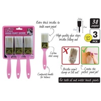 3pce Paint Brush Set 38mm Wide x 21cm High Hot Pink Collection