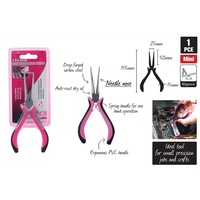 Pink - 115mm x Mini Needle Nose Pliers. Sprint Handles. Precision Machined Jaws