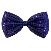 1pce Jumbo Sequined Bow Tie - 10x18cm Kids or Adults Parties and Fancy Dress - Blue