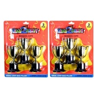 2 x 3pce Winners Cups 10cm High Silver and Gold Assorted Colours Loot Bag Filler