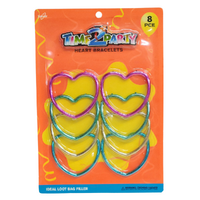 Metallic Heart Bracelets 8pce 6cm Kids Party Loot Bag Fillers