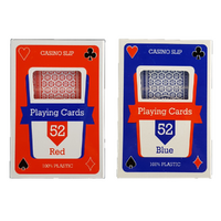 2x Decks of Cards in Red & Blue Colours in Cases 100% Plastic Casino Slip