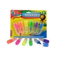 6pce Mini Scented Highlighters with 6 Scents Strawberry, Orange, Banana, Melon