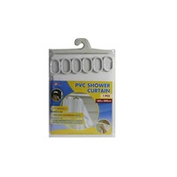 PVC Shower Curtain 180x200cm, WaterProof Plastic Hooks Included Stylish