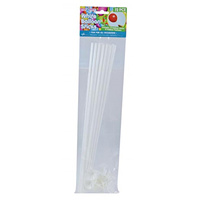 35cm Long 12pce Pack of Balloon Sticks & Fasteners - White Party and Business Promotions