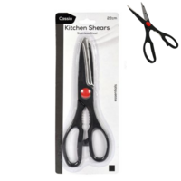 1pce Kitchen Scissors Shears 22cm Stainless Steel Sharp Heavy Duty Black