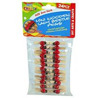 24pce Bettle Mini Craft Pegs 3cm, Great for Card Displaying, Scrapbooking