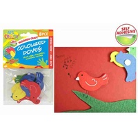 8pce Self Adhesive Wooden Doves - Scrapbooking and Arts & Crafts