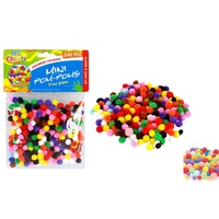 240pce Mini Pom Poms In Assorted Colours Fun Size Bright Craft DIY
